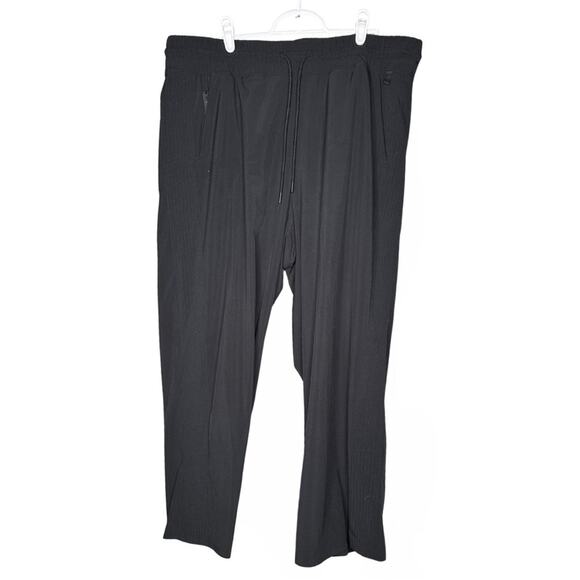 Athleta Black Sweatpants Swishy Three Black Stripes Pockets Elastic WaistBand - Picture 1 of 10